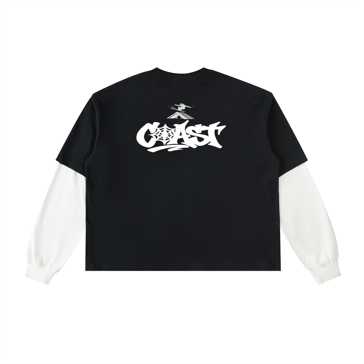Layered Contrast Sleeve Cotton T-Shirt