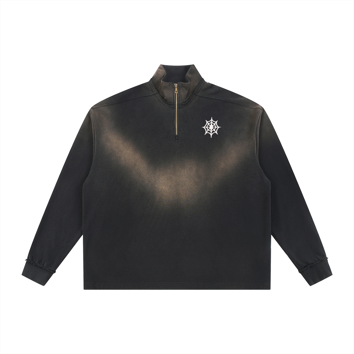 Sun Fade Raw Edge Quarter-Zip Sweatshirt