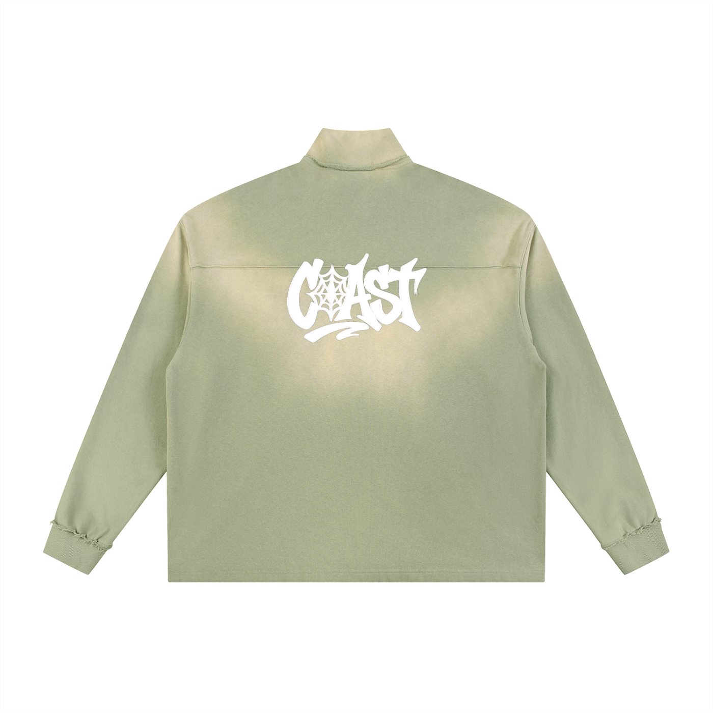 Sun Fade Raw Edge Quarter-Zip Sweatshirt