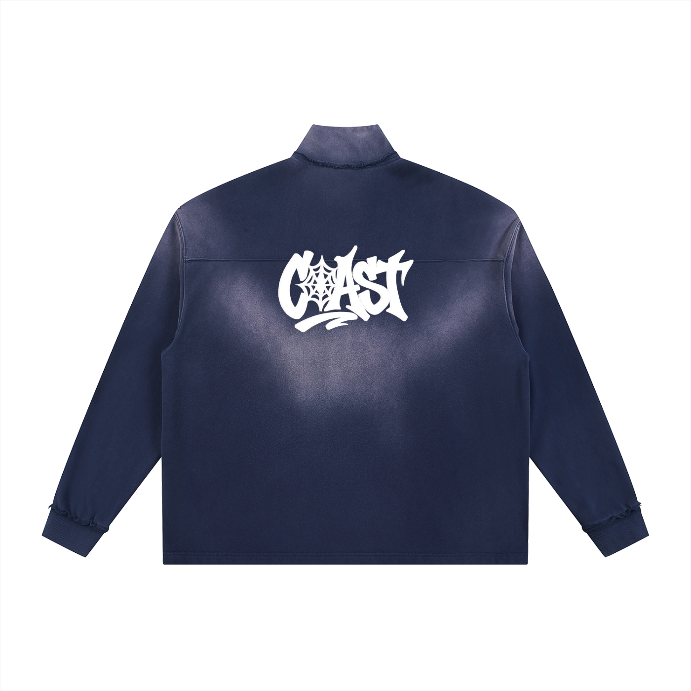 Sun Fade Raw Edge Quarter-Zip Sweatshirt