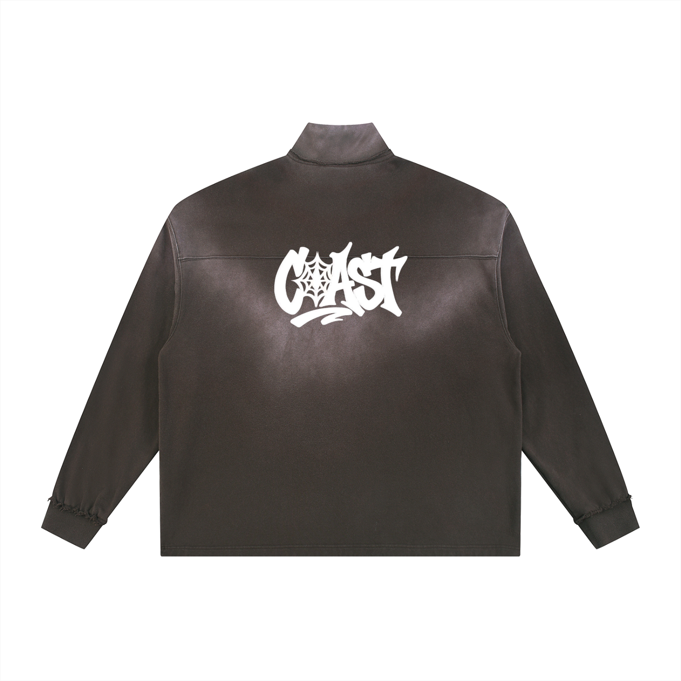 Sun Fade Raw Edge Quarter-Zip Sweatshirt