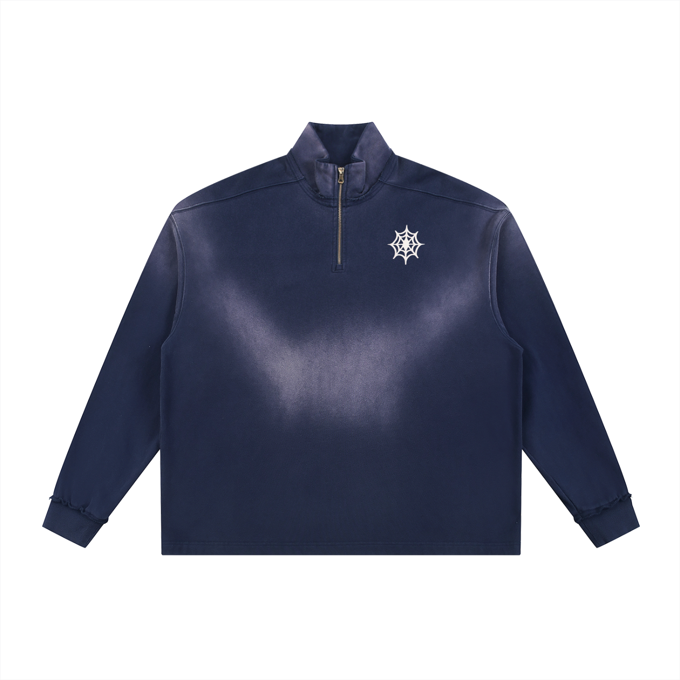 Sun Fade Raw Edge Quarter-Zip Sweatshirt